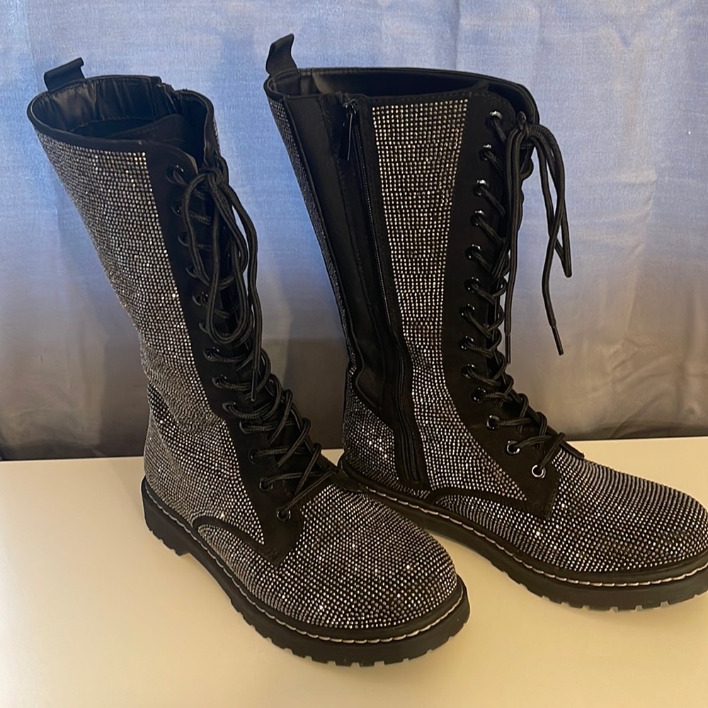 Rhinestone Combat Boots. Bling bling!